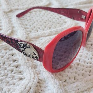 Coral Pink Animal Print Round Sunnies